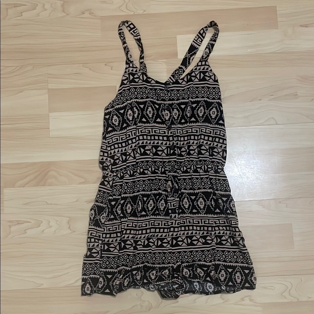 Forever 21 Black and Beige Geometric Jumpsuit